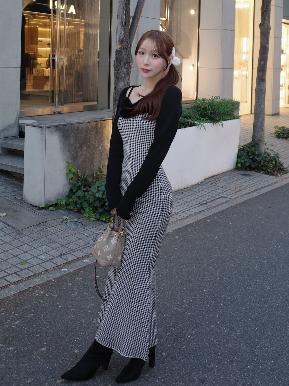 アンサンブルチェックニットロングワンピース – Darich (ダーリッチ)