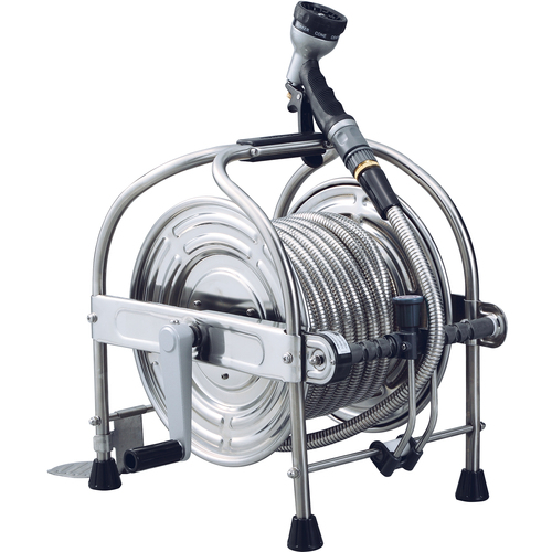 大口径型オールステンレス蛇腹ホースリール 15m SSA15J ハタヤ ホース