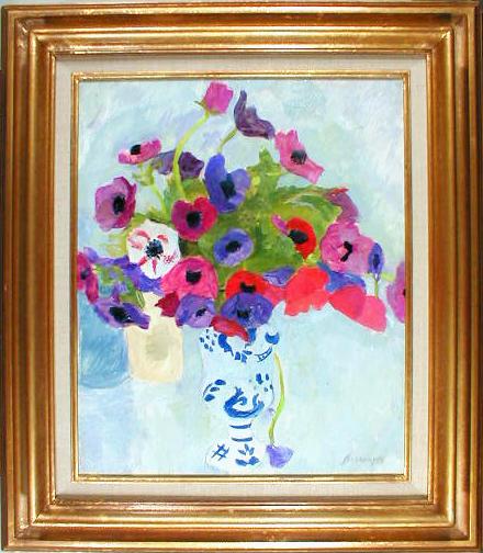 Pierre Bonconpainピエールボンコンパン 赤いアネモネ リトグラフ