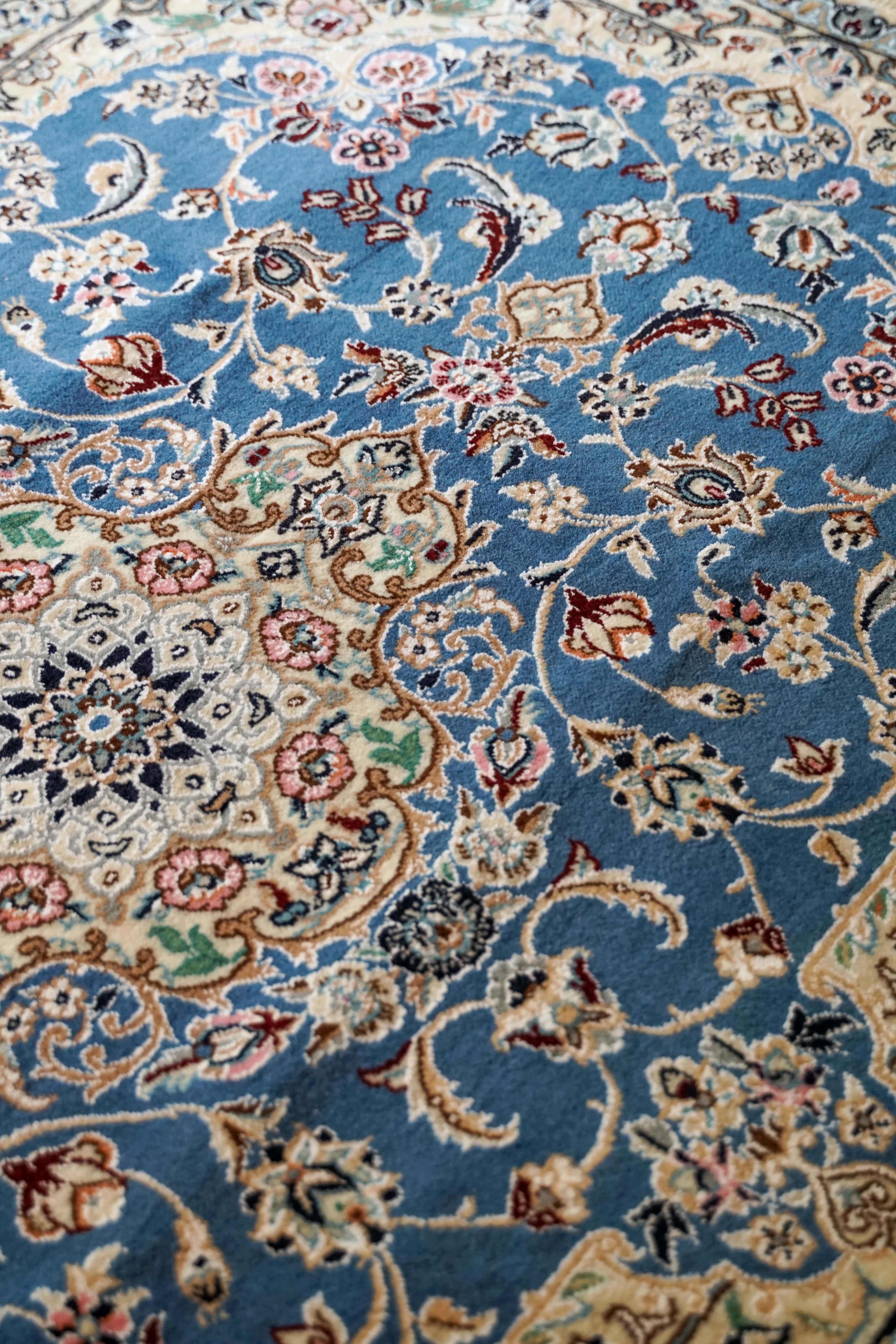 ペルシャ絨毯 ナイン産 青 9la 高級ウール 152×105cm – Decorworks