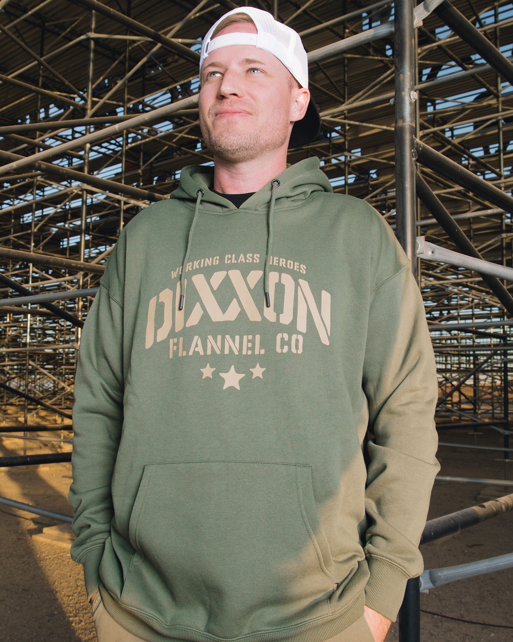 Dixxon's Tan Stencil Hoodie - O.D. Green: Shop Now