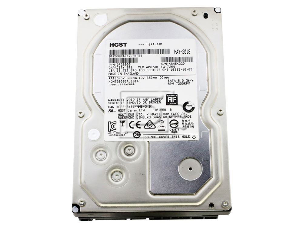 HGST / Hitachi Deskstar NAS 0S04007 / 0F26900 / HDN726060ALE614