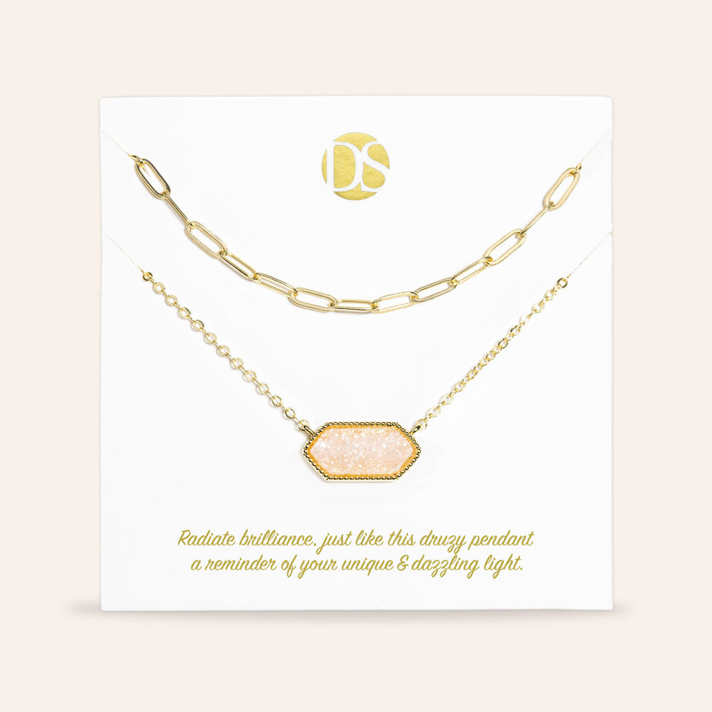 The Montana Duo Genuine Druzy Stone Pendant and Clip Chain