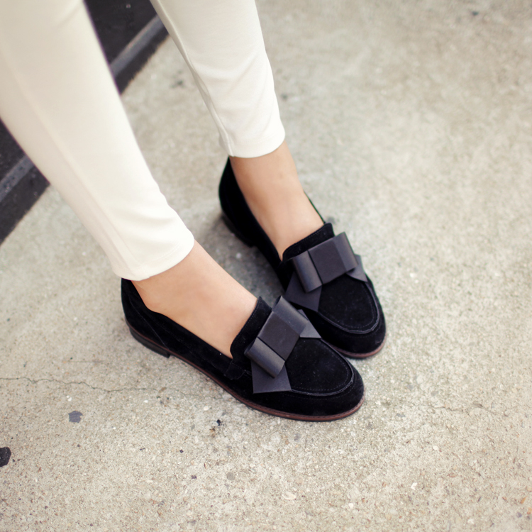 スエードリボンフラットシューズ・全1色 | レディースファッション通販