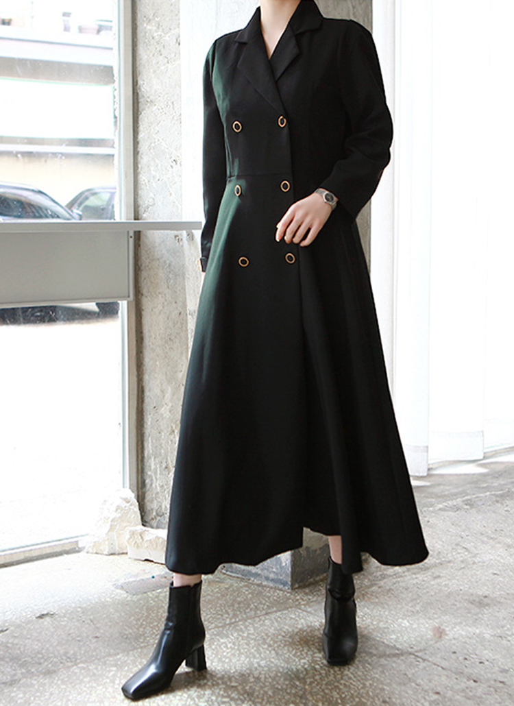 ダブルボタンコート風ワンピース | レディースファッション通販 - DHOLIC
