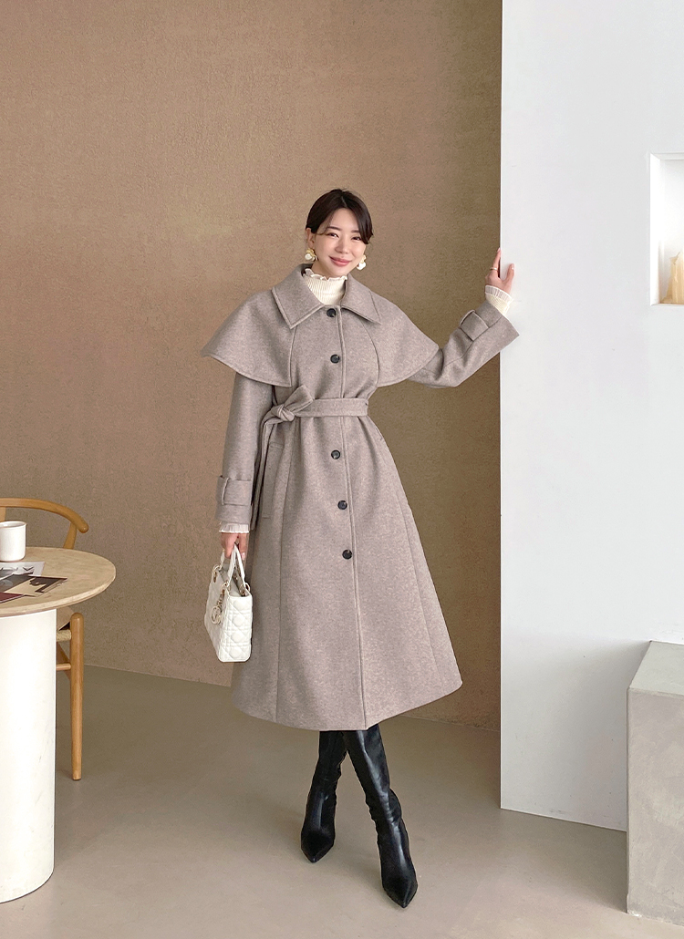 ウール混ケープロングコート | レディースファッション通販 - DHOLIC