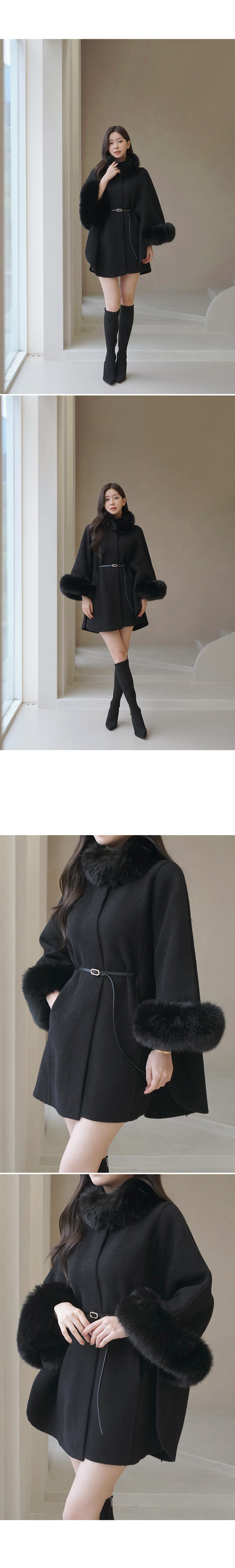 ベルト付エコファーケープコート | レディースファッション通販 - DHOLIC