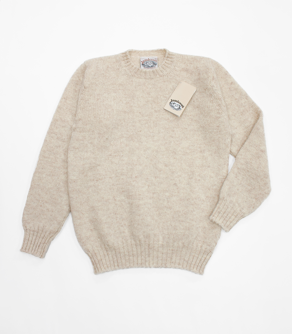 ジャミーソンズ・シェットランドクルーネックセーター・アイボリー