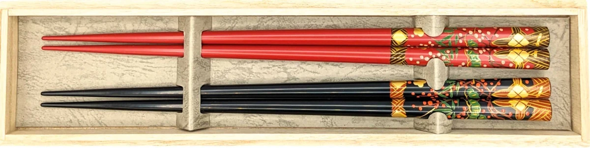 花柄純銀箸セット 木製ボックス付き 【公式通販】