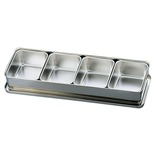 調味料薬味入れ 4ヶ入長 1台/6ヶ入長 2台 角缶 丸缶 ステンレス 業務