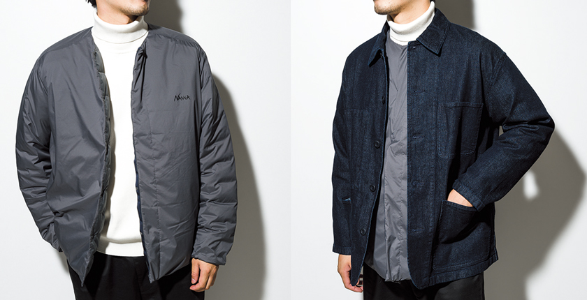 インナーとしてもアウターとしても◎な着込めるナンガの別注ダウン