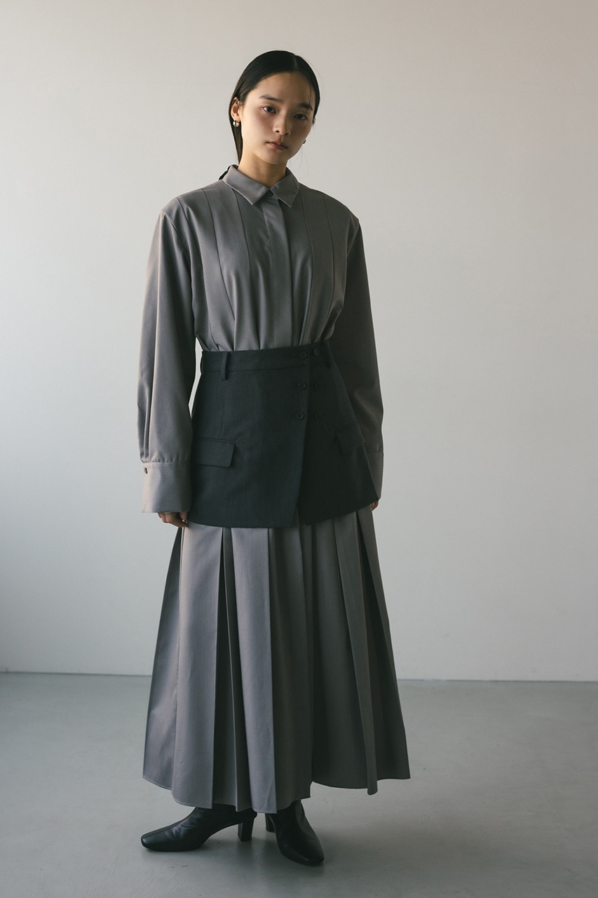 STYLEMIXER | ワイドプリーツシャツワンピース (ワンピース(ロング