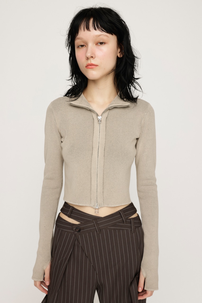 SLY | FRONT ZIP H／N RIB トップス (ニット ) |SHEL'TTER WEBSTORE