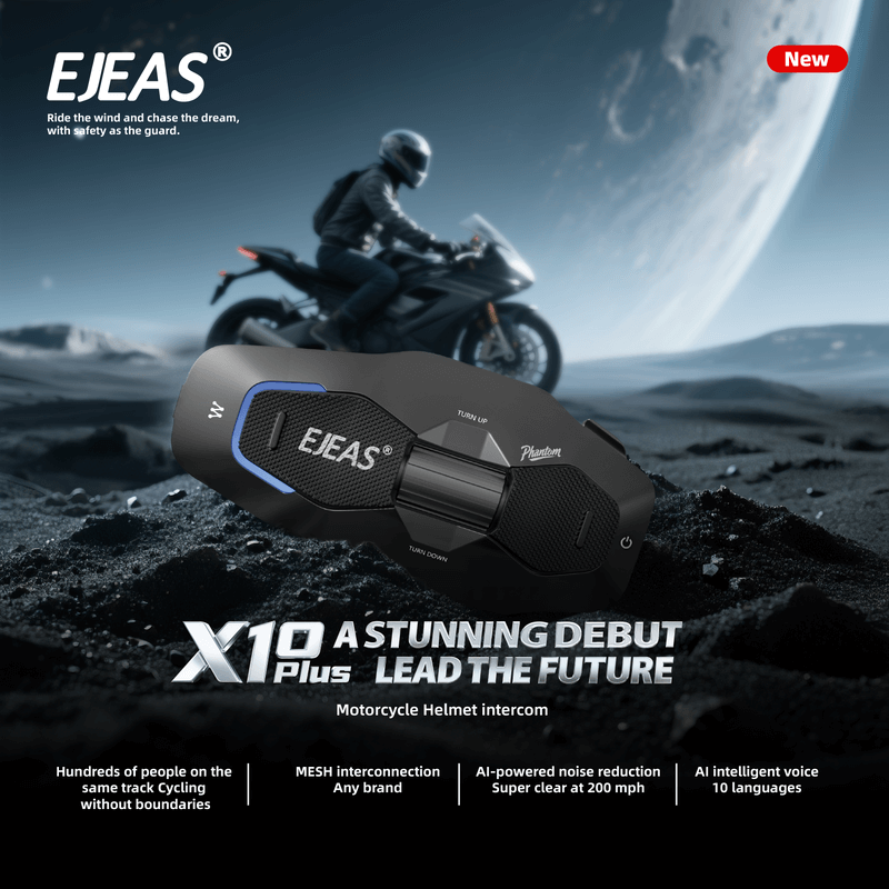 EJEAS X10 Plus - Mesh+5G Motorcycle Helmet Intercom System