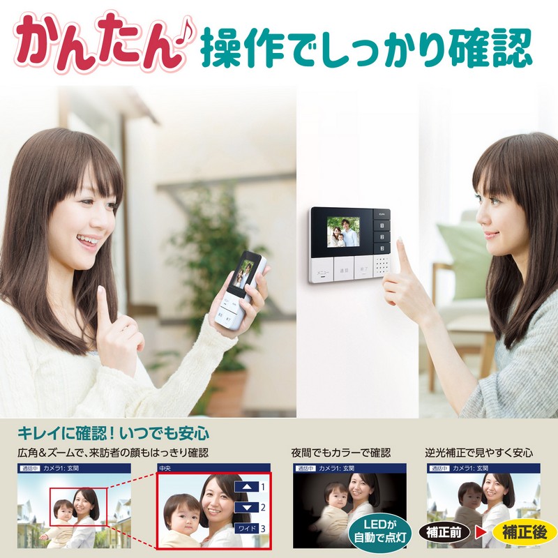 エルパ(ELPA) かんたんテレビドアホン 玄関カメラ1台＋壁かけ親機1台＋