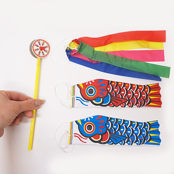 こどもの日景品 ニュー鯉のぼりミニセット 12個セット（棒22cm、鯉18cm