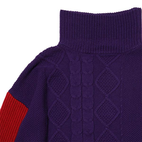 RADIO EVA 746 EVANGELION Panel Turtleneck Knit/ORANGE×RED×PURPLE