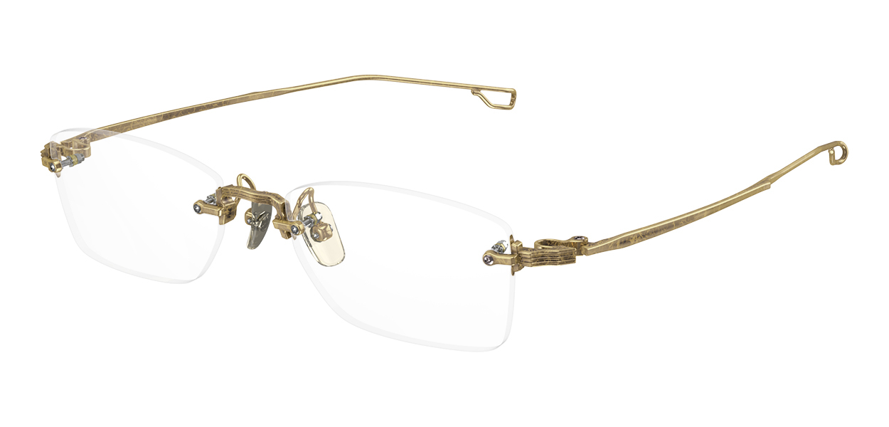 目元の表情を崩さない新作スクエアリムレス眼鏡フレーム 999.9「TW-21T