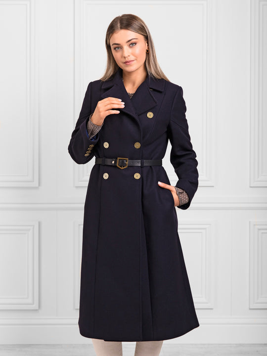 Victoria - Women's Coat - Navy Wool | Fairfax & Favor