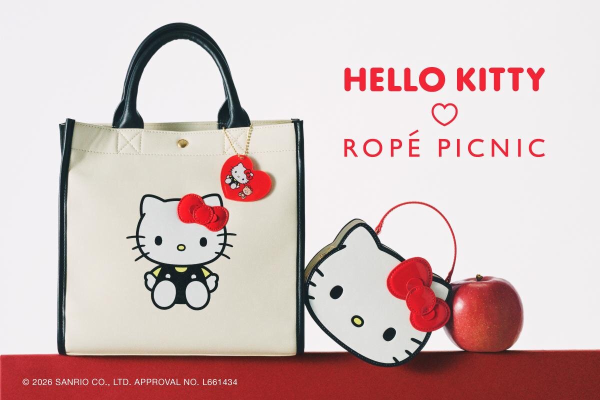 ロペピクニック「ハローキティ」赤or黒リボンのミニバッグ、刺繍タオル
