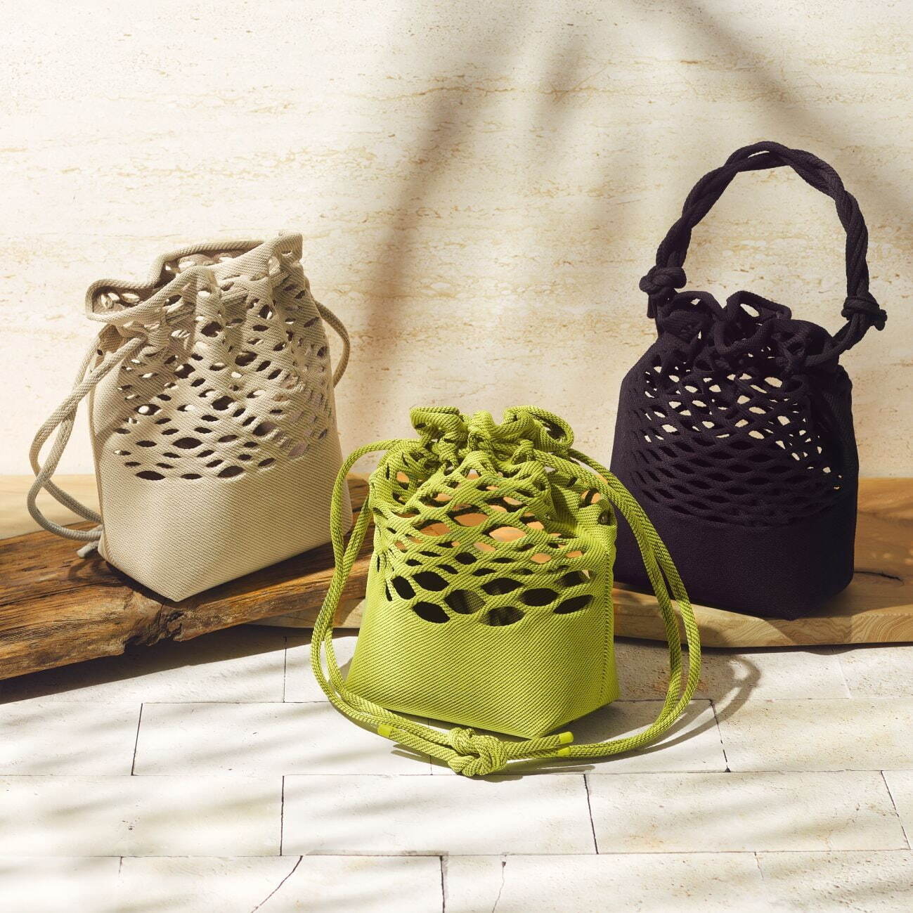 グッド グッズ イッセイ ミヤケのニットバッグ「モッコ バスケット