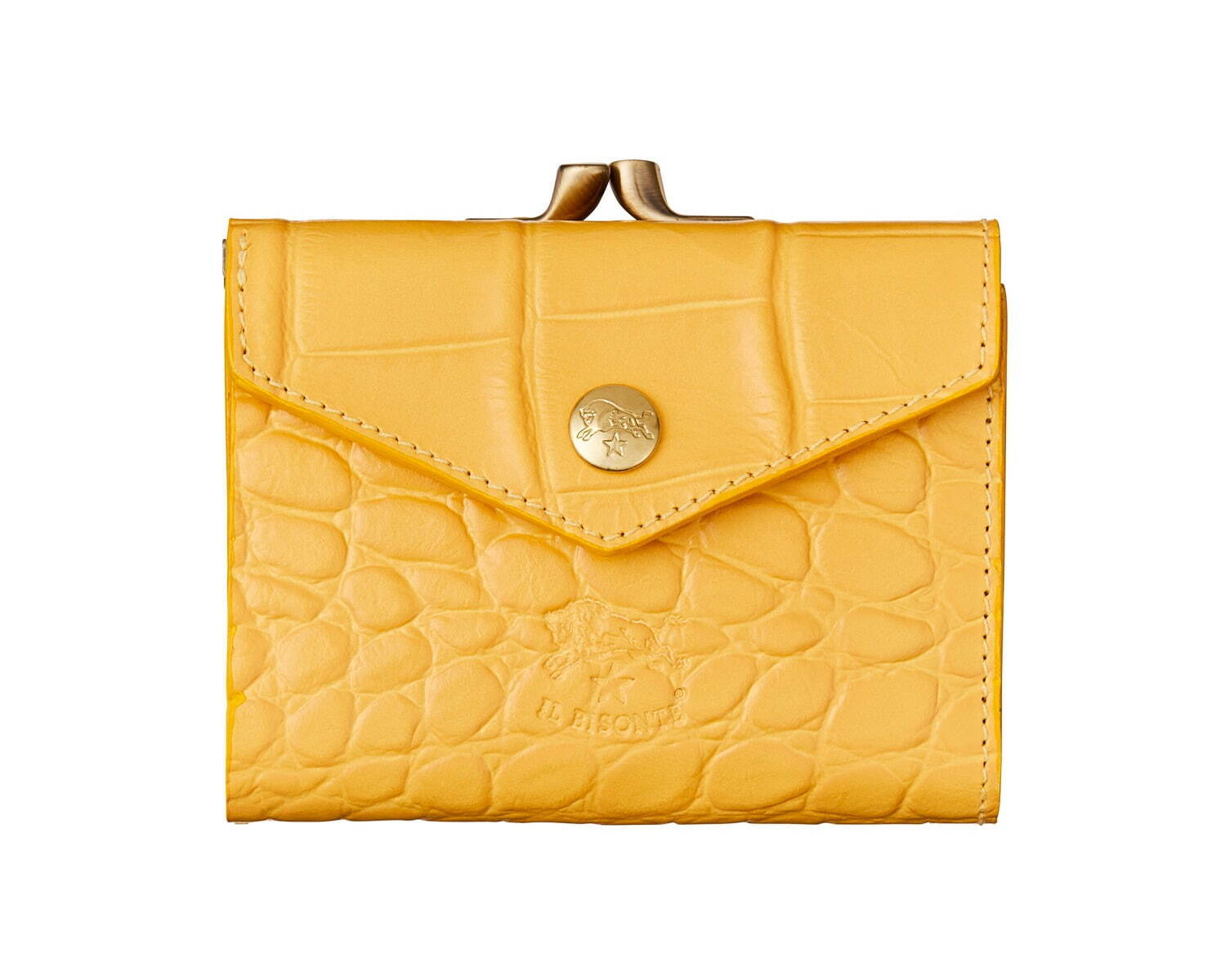 イル ビゾンテ“最強開運日”限定ウォレット、鮮やかイエロー×クロコ型