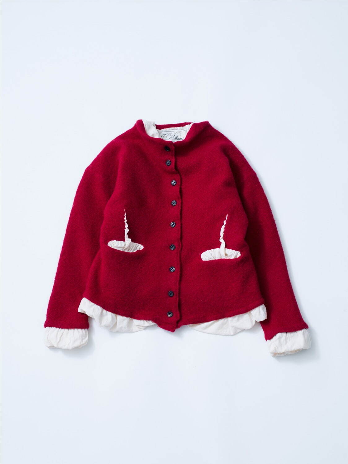 ピリングス“裏地が表に吹き出す”縮絨加工ウィメンズジャケット、袖口