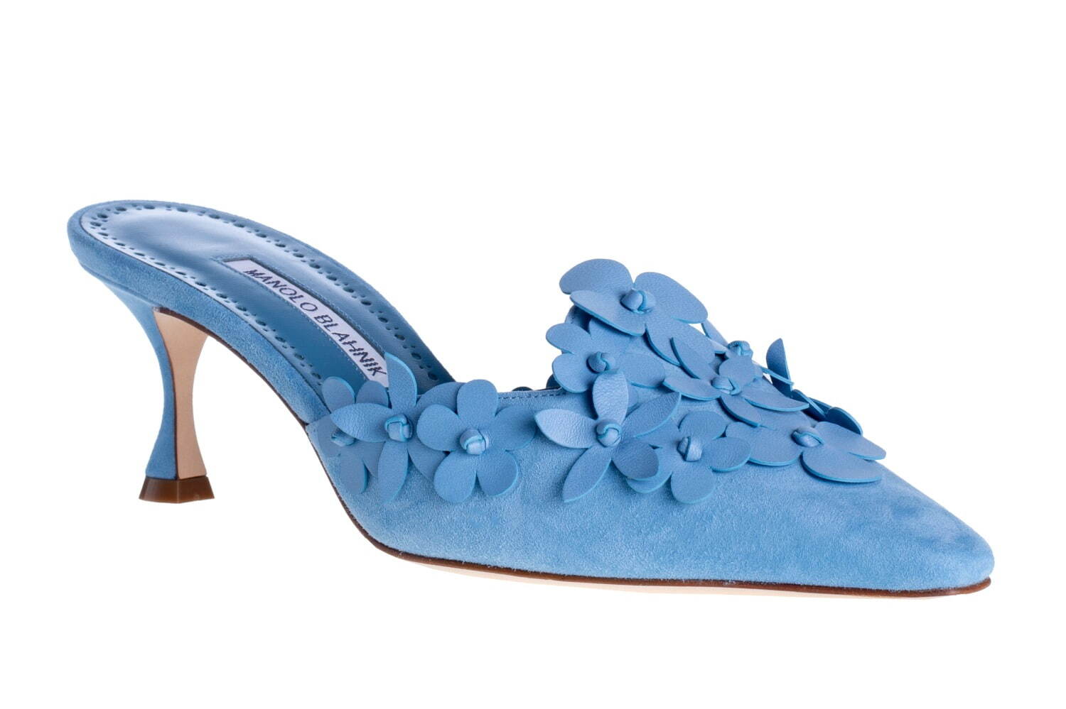 マノロ ブラニク“花々咲き誇る”ミュール＆足首ストラップ付きヒール