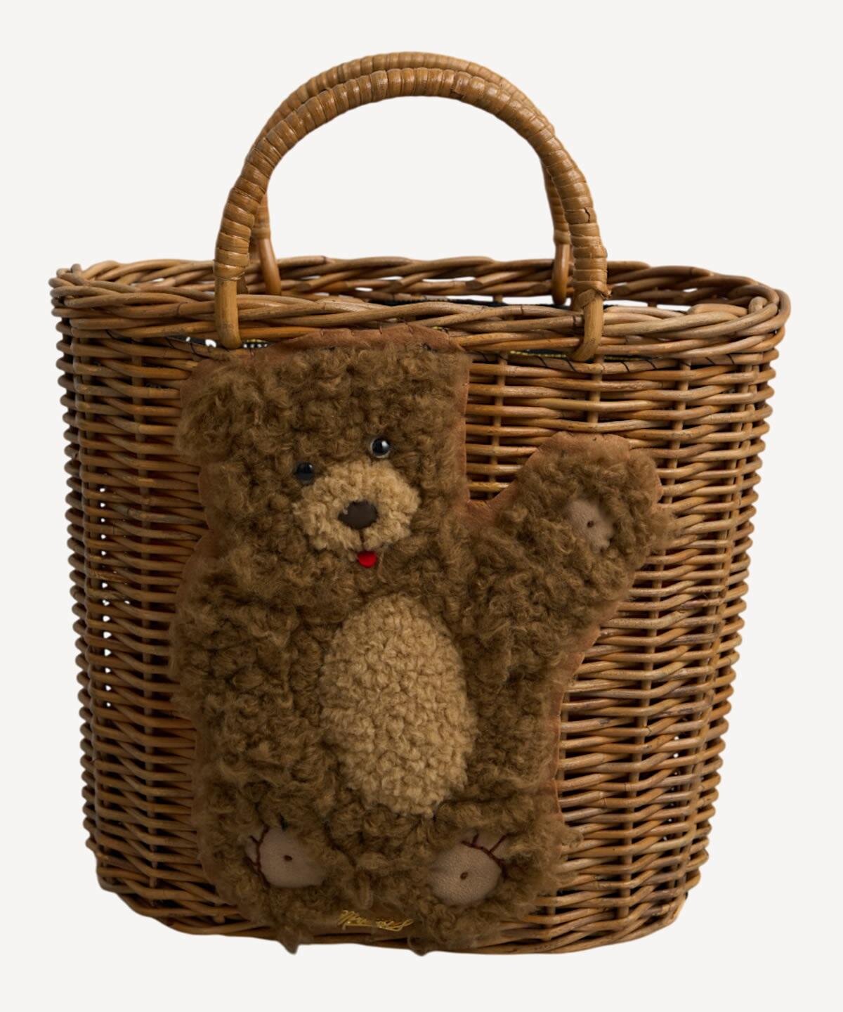 ミュベール「もふもふクマ」のカゴバッグ＆スウェット、スエード生地の
