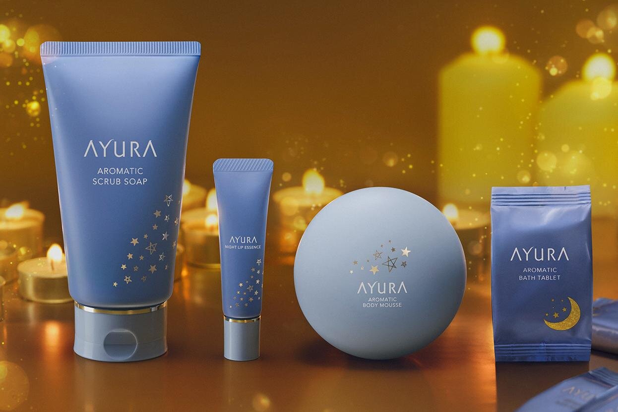 アユーラの入浴剤3種を詰めたクリスマスコフレ、美容液で作られた