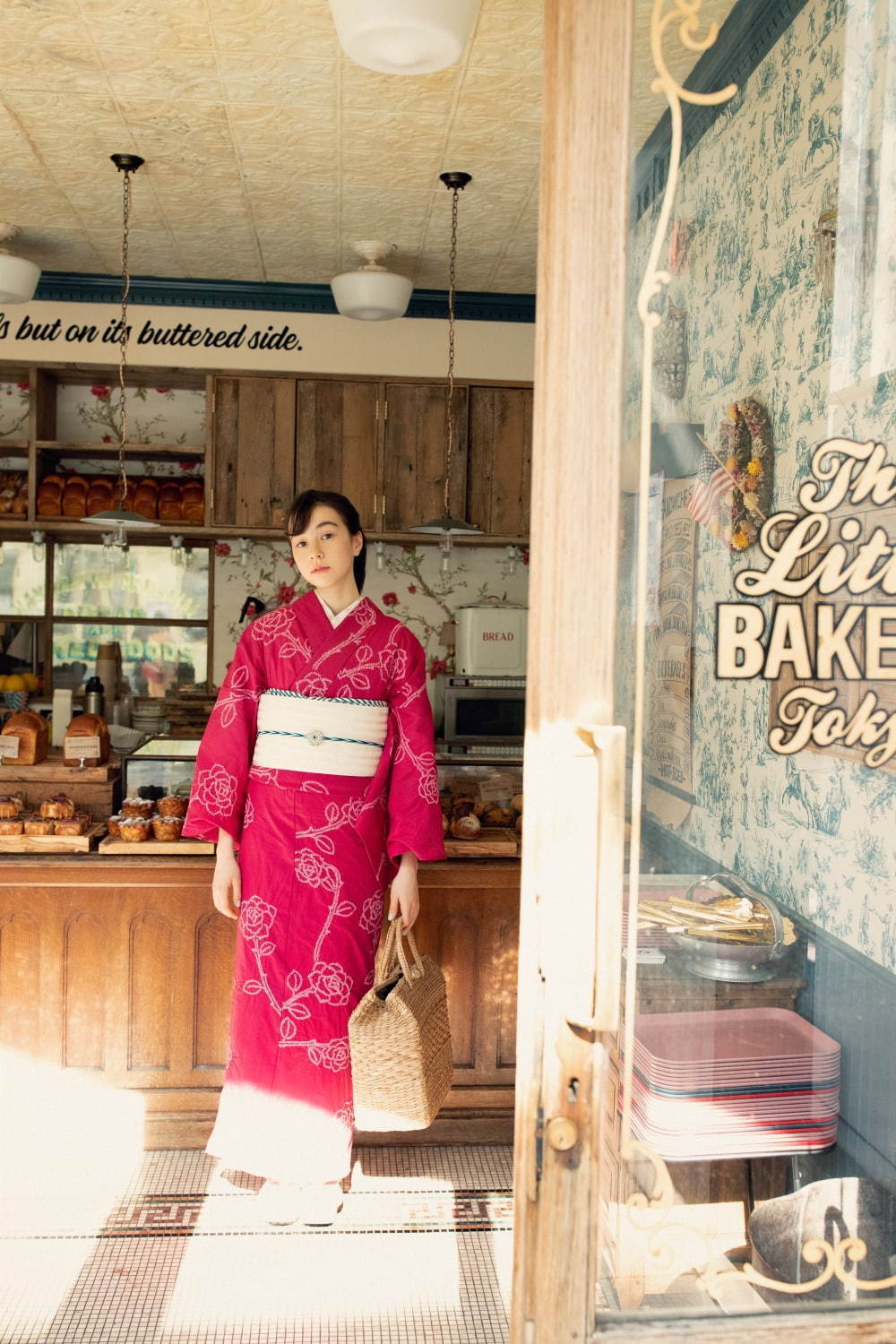 キモノ バイ ナデシコ、麻100％ストライプ柄きものや自宅で洗える