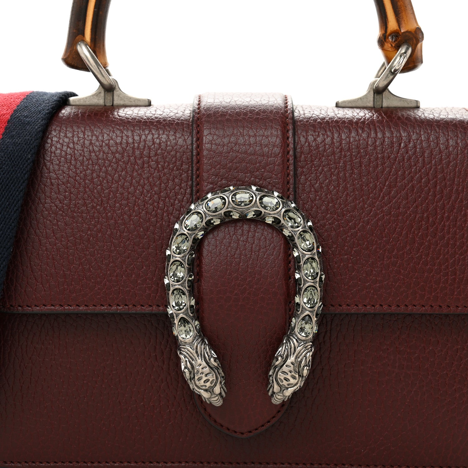 Gucci Dollar Calfskin Crystal Web Mini Dionysus Bamboo Top Handle