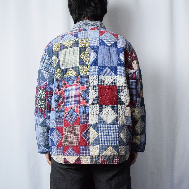 リバーシブルジャケット 総柄 マルチカラー クレイジーパターン パッチ