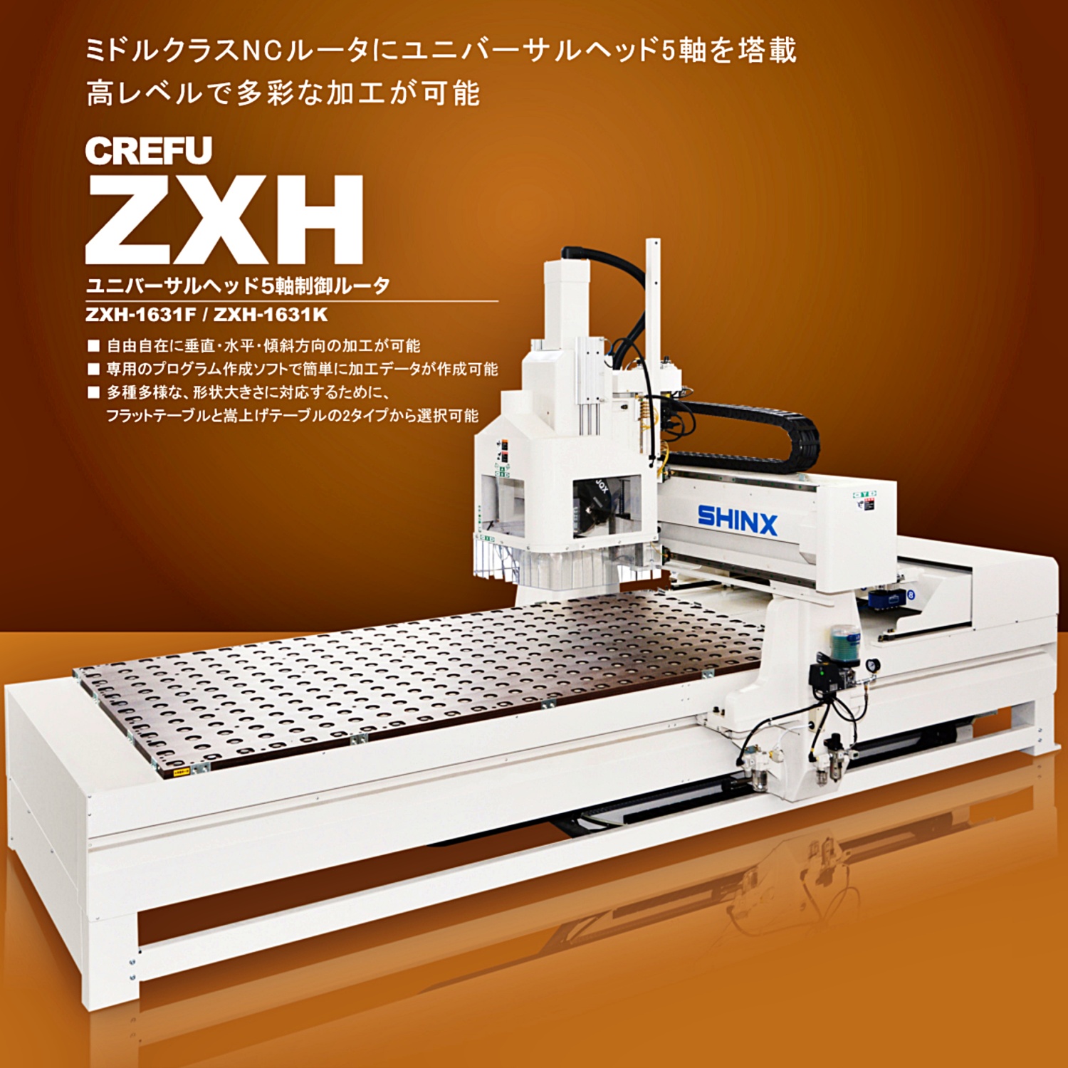 輸入機械詳細 ユニバーサルヘッド5軸制御NCルータ｜フクモト