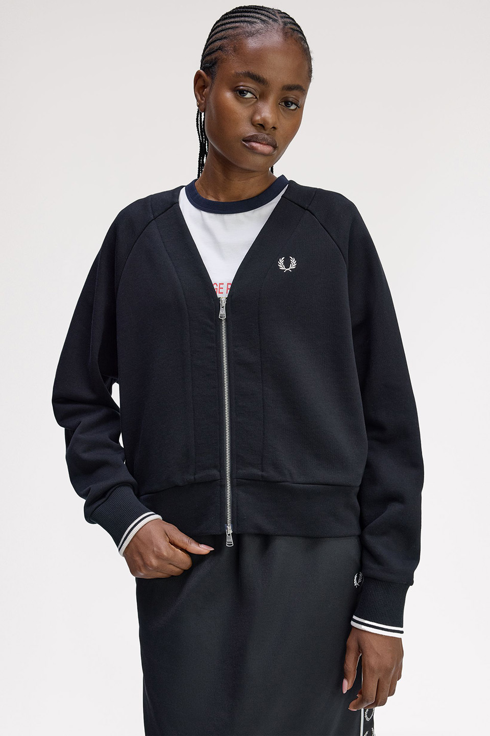 Zip-Through Sweatshirt Cardigan(10 102：BLACK): | FRED PERRY JAPAN