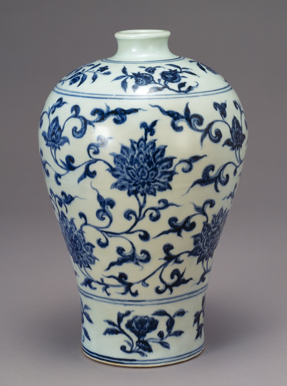 青花 山水唐人文 梅瓶 高さ約40cm 青花梅竹文瓶 文化遺産オンライン