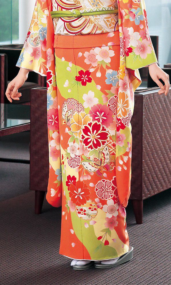 京友禅振袖・橙色・オレンジ┃かわいい古典【菊京屋】