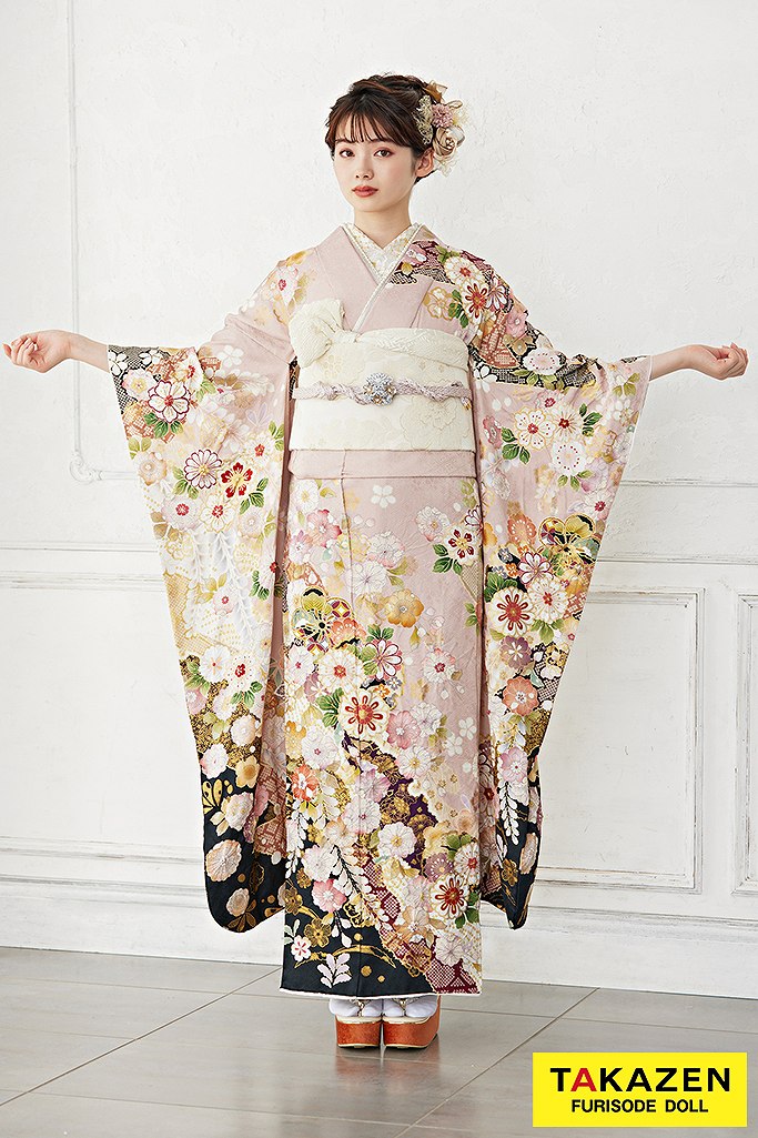 くすみカラー古典 薄ピンク/やわらかい色 辻が花 大人っぽい くすみ系