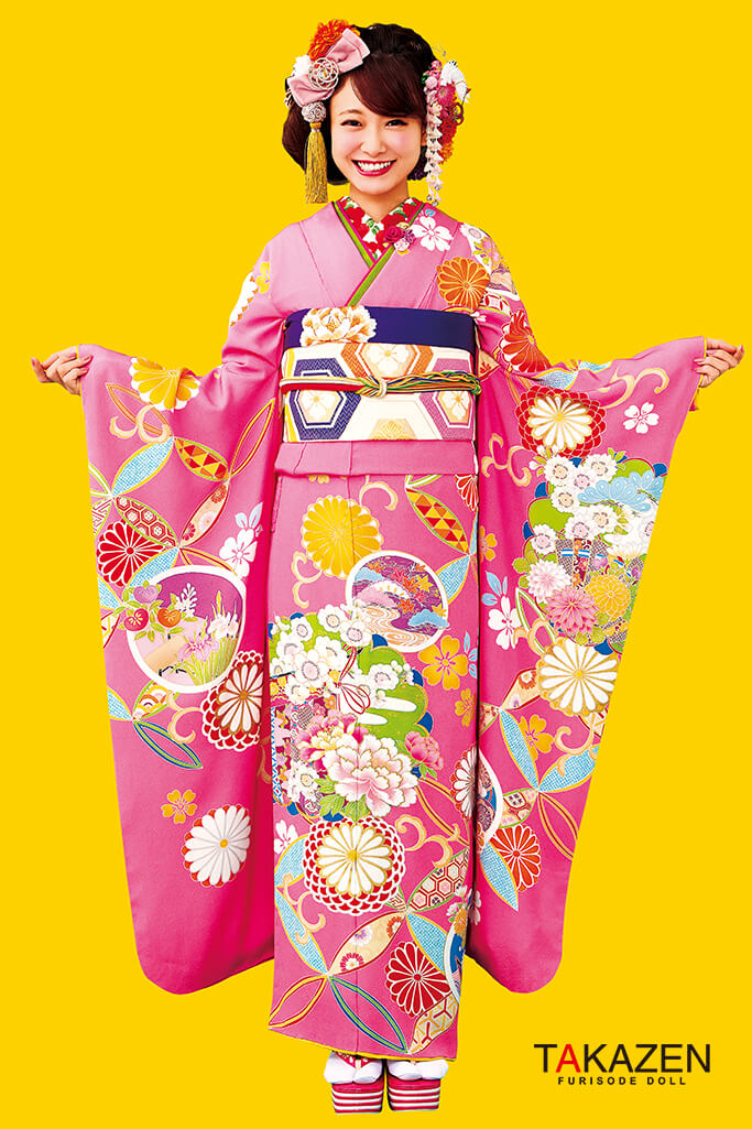 格安レトロ古典 ビビットピンク 古典柄 10万円以下 華やか