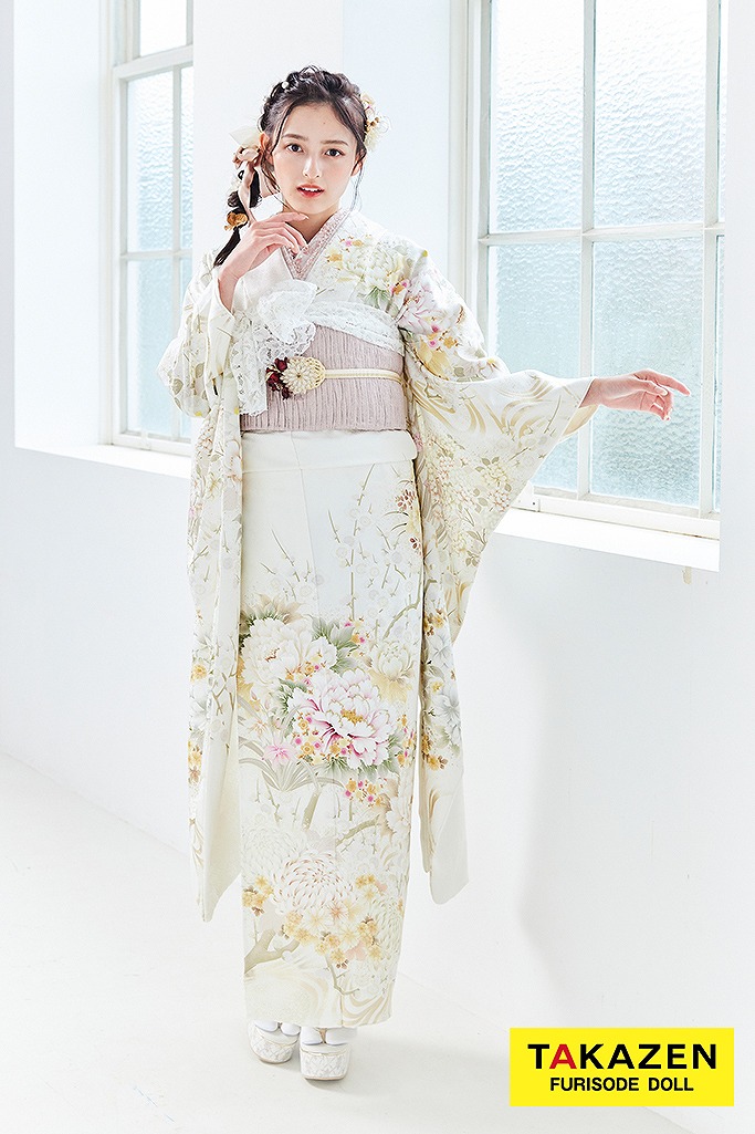 くすみカラーガーリー 白 古典柄/ボタン柄/和柄 綺麗 華やか 上品 薄い