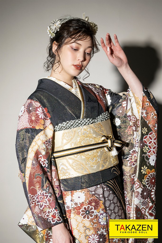 高級古典 深緑 金駒刺繍 桂由美プレミアム振袖ネットレンタル シック