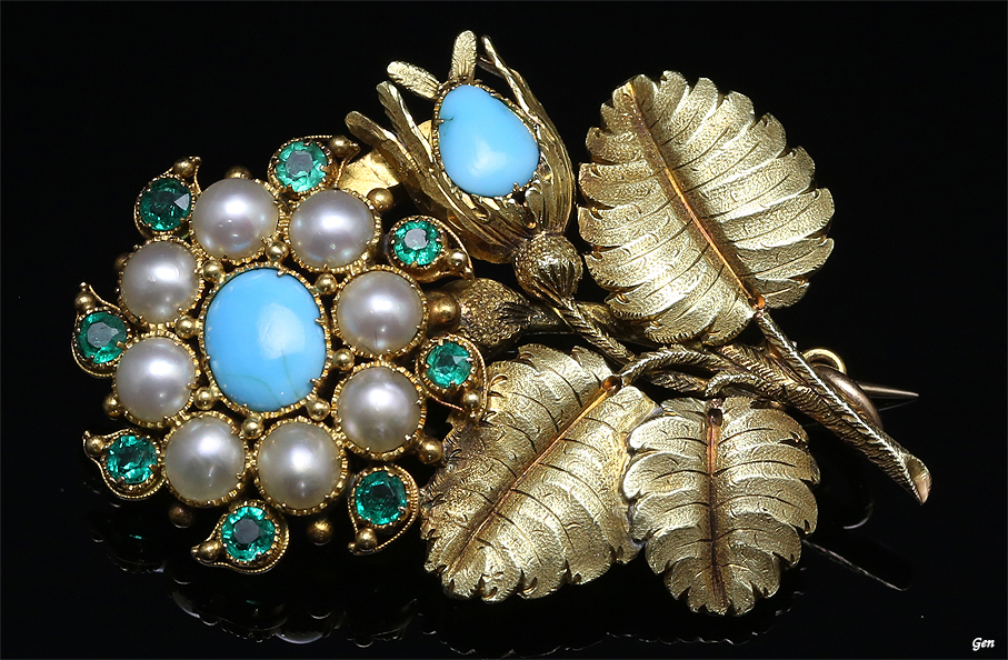 ジョージアン ターコイズ ブローチ＆ペンダント アンティークジュエリー