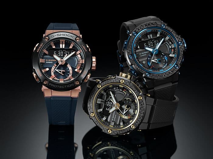GST-B200X with Carbon Fiber Bezel & GST-B200G-2A Rose Gold - G