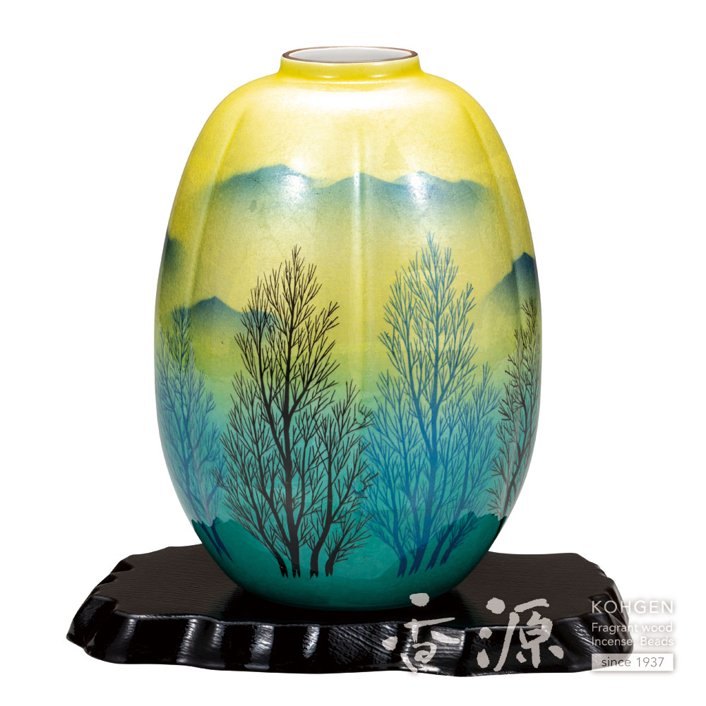 九谷焼 8号ナツメ花瓶 銀彩木立連山の通販 - お香専門店香源