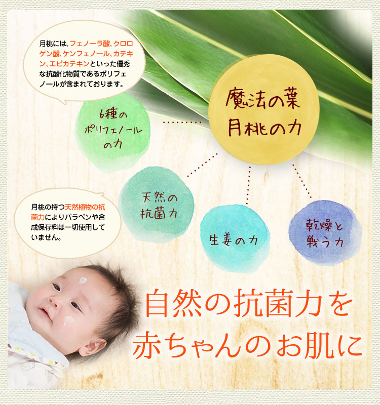 肌荒れ防止や敏感肌 赤ちゃんの保湿に【月桃＆ティーツリーのケア