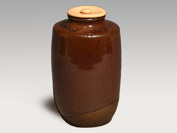 瀬戸釉茶入 平安 清豊(作) 共箱 象牙蓋 仕服 | 古美術ささき