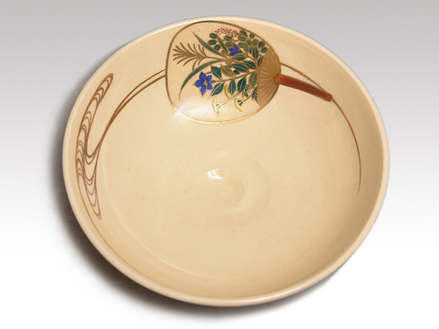 清閑寺窯 三代 杉田祥平(作) 色絵団扇画 茶碗 共箱 | 古美術ささき