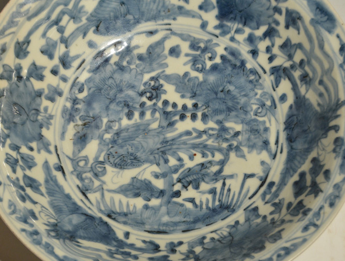 呉須染付鳳凰に花文大皿 中国明時代末頃 漳州窯作 | 古美術ささき