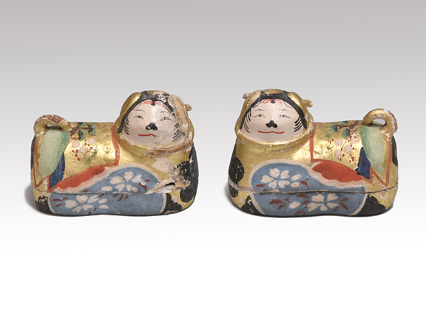 小形 犬筥 一対 金彩色絵 江戸時代 浅原革世氏旧蔵品 | 古美術ささき