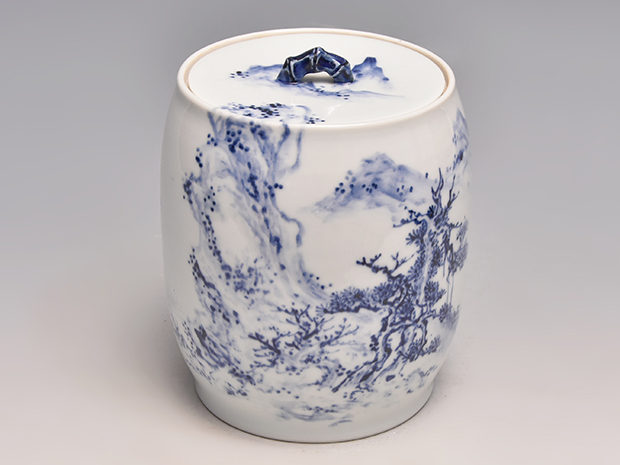 真葛 宮川香斎(作) 染付 山水画水指 共箱 鵬雲斎箱書 | 古美術ささき